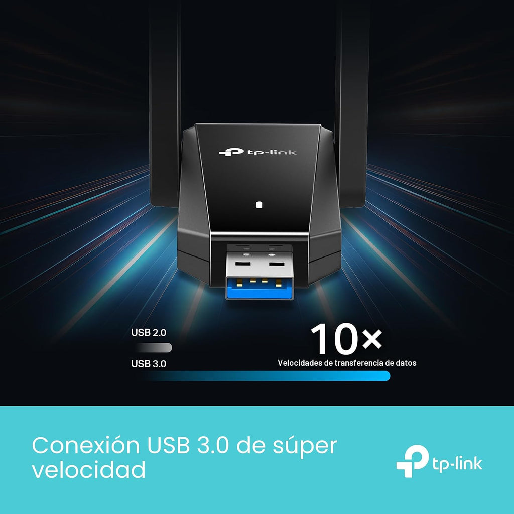 TP-Link Adaptador USB WiFi 6 para PC-1800 Mbps, antenas de alta ganancia