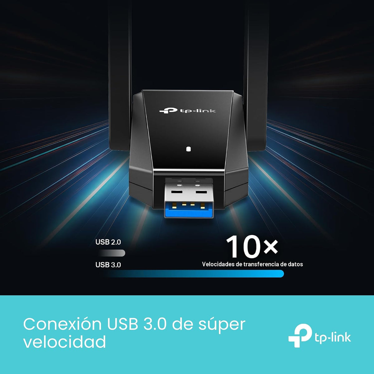 TP-Link Adaptador USB WiFi 6 para PC-1800 Mbps, antenas de alta ganancia