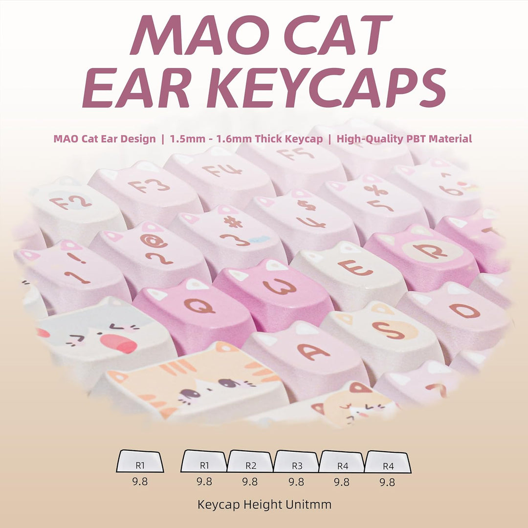 ZORNHER ZH100 - Teclado mecánico inalámbrico para gatos, 98% rosa c...