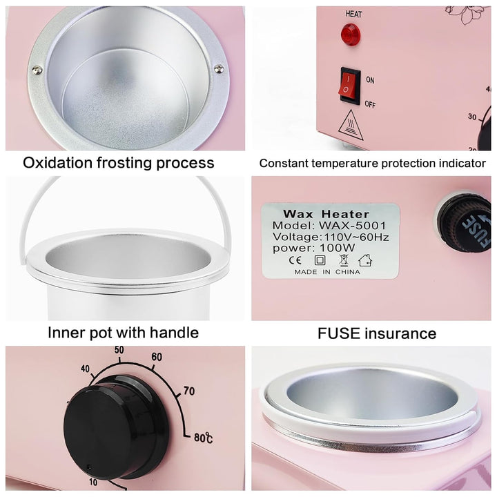 Calentador de cera rosa portátil con temperatura ajustable y varill...
