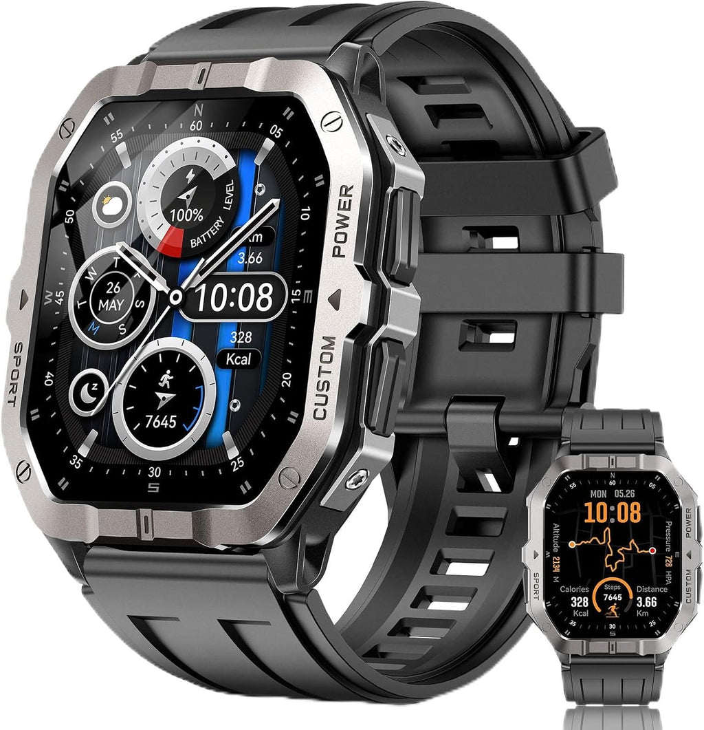 Relojes Inteligentes Militares para Hombres, Relojes de 2.02'' para Hombres con GPS Integrado