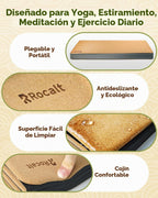 Rocalt Esterilla de yoga plegable de corcho, 0.197 in, antideslizante, 69 x