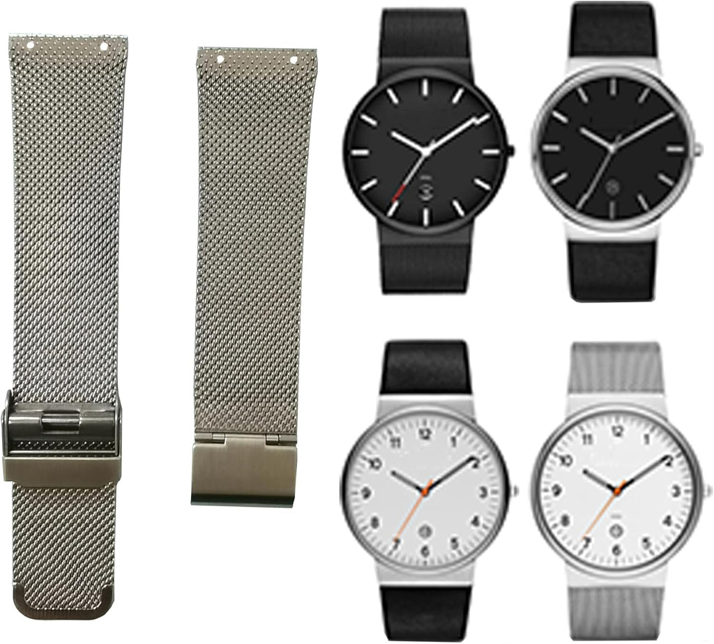 NZZXTO Correa de reloj de repuesto para reloj Skagen unisex con correa delgada de tornillo de 0.866 in a 0.787 in (espacio entre agujeros de 0.551 in)