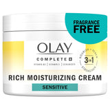 Olay - Crema hidratante facial completa + rica - Libre de fragancia...
