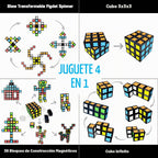 Gyro Antiestrés Magnético Mini-38 Bloques, Cubo Magnético Brilla 4 en 1 Juguete
