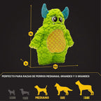 Juguete para perros Bite Force - Juguete de felpa grande, duradero y fuerte en color verde monstruo, reforzado con Kevlar para masticadores agresivos