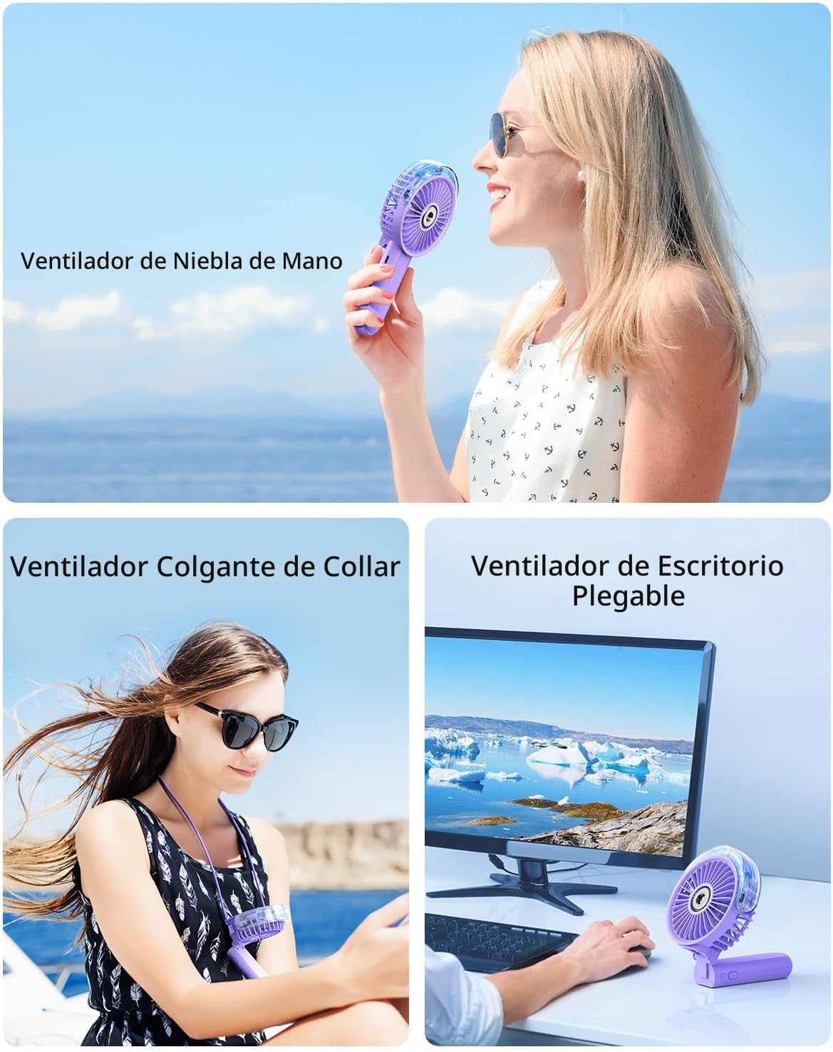 SWEETFULL Ventilador de nebulización portátil, ventilador personal...