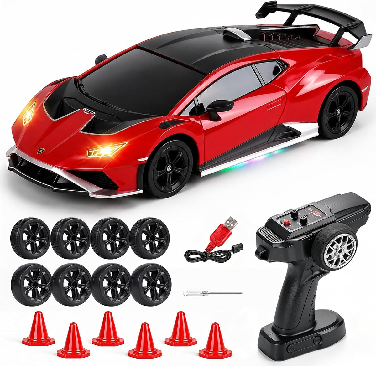YESHIN 1:24 Lamborghini Huracan RC Drifting Car Rojo, Lamborghini Coche de