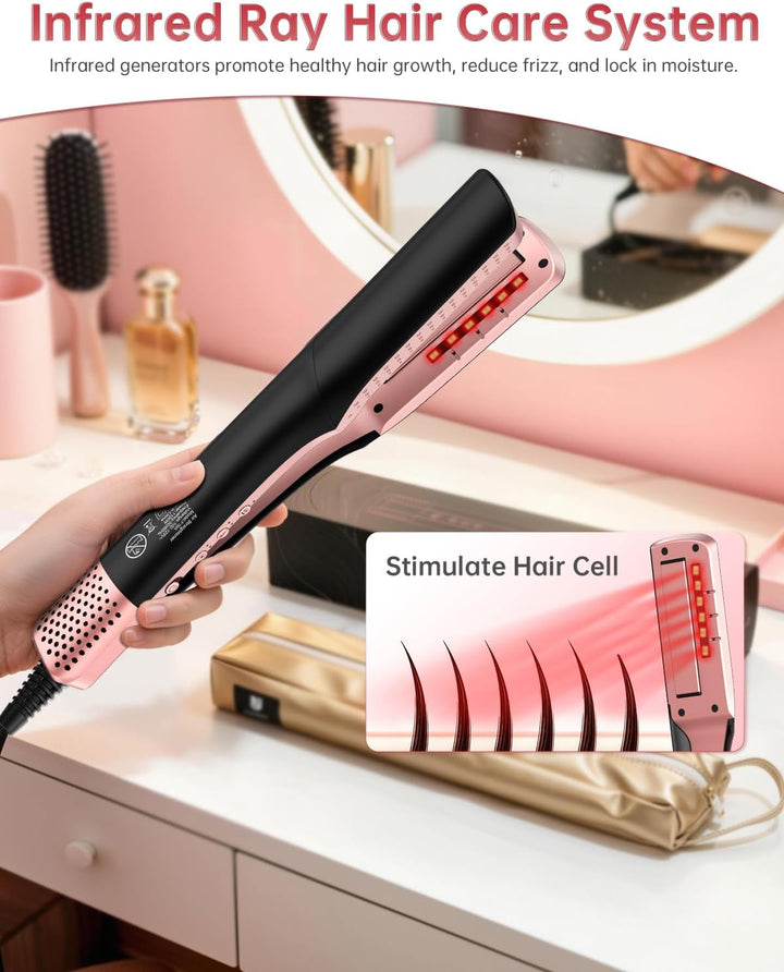 Wet to Dry Hair Straightener & Dryer, 2-in-1 Air Styler Infrared Ca...