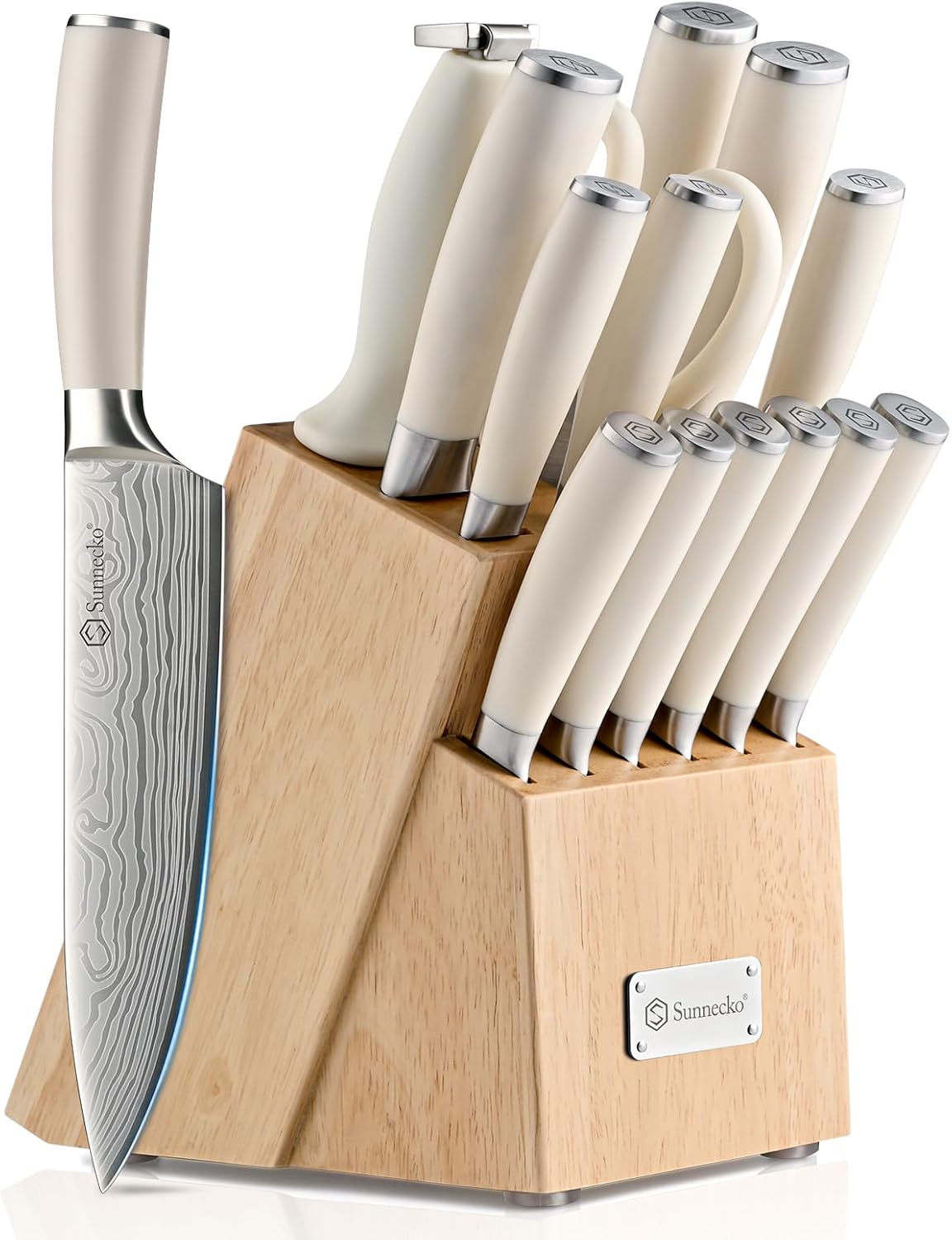 Juego de cuchillos de cocina de 15 piezas con bloque y afilador