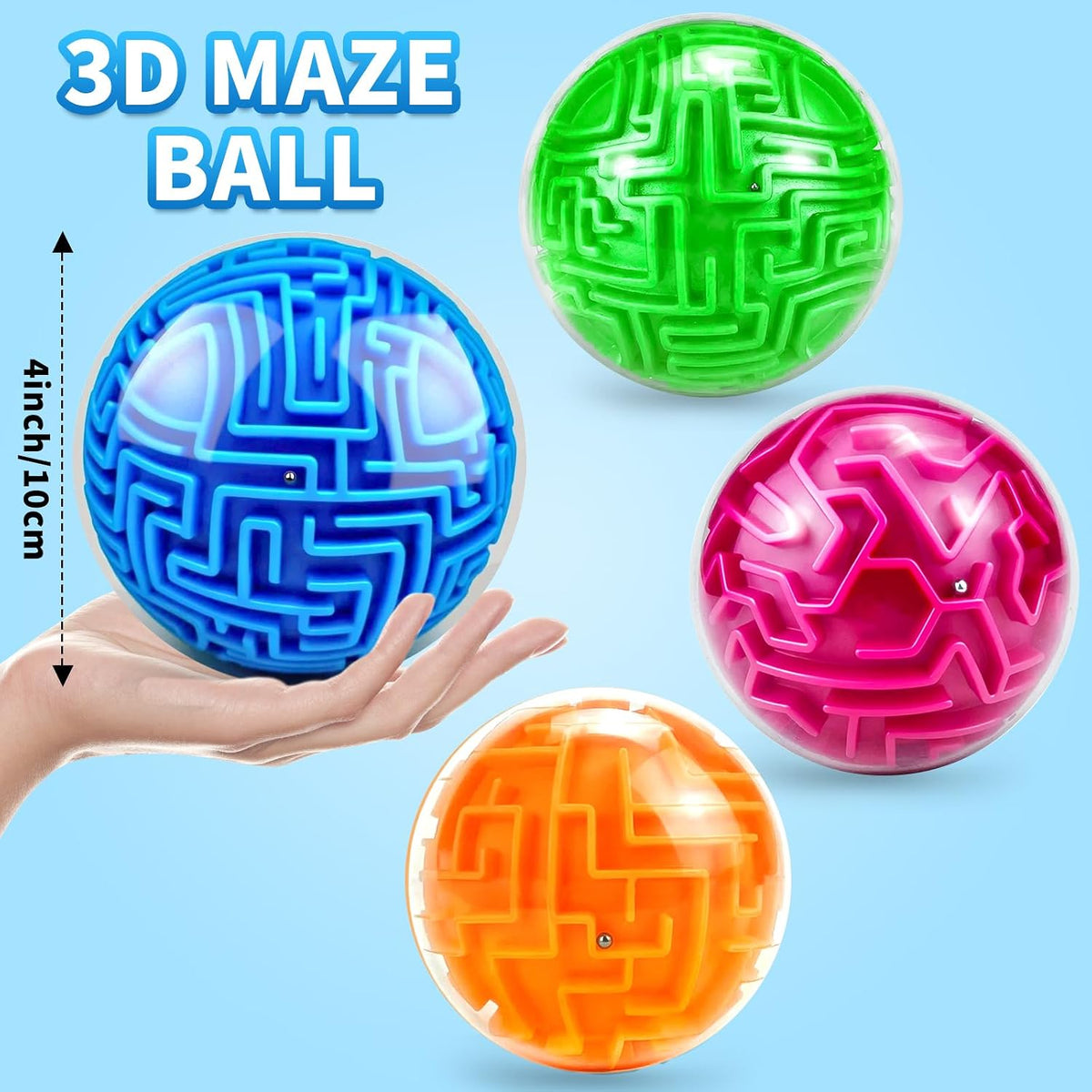 Paquete de 4 rompecabezas 3D de bola de laberinto, juego de rompecabezas