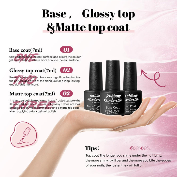 JEWHITENY Kit de esmalte de uñas de gel de 45 piezas con lámpara LE...