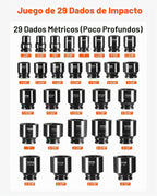 VEVOR Juego de llaves de impacto de 3/4 pulgadas, 29 piezas, SAE 3/4-2-1/2