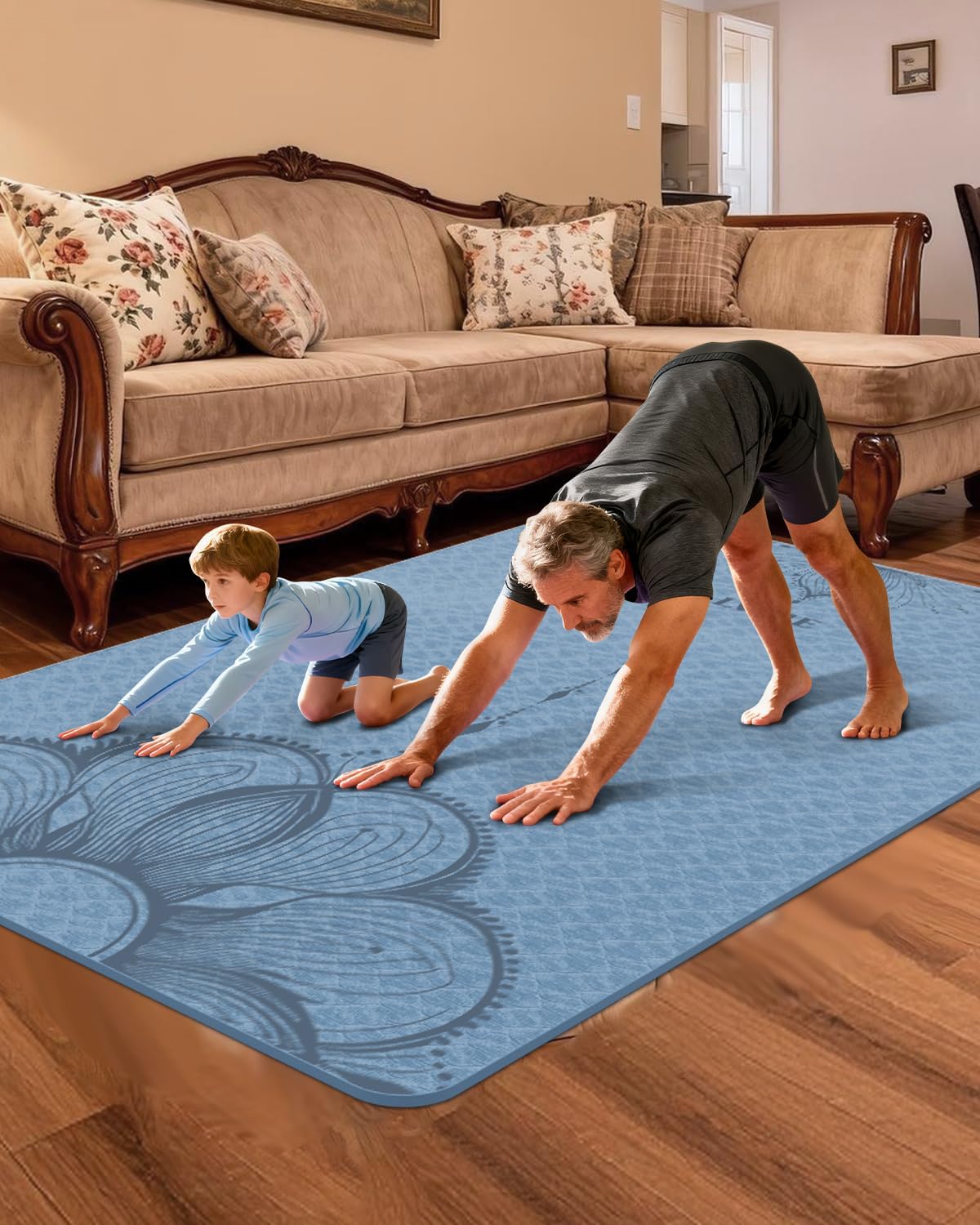 Esterilla de yoga grande (75.5 x 47.6 x 0.4 pulgadas) extra ancha y gruesa de 0.394 in