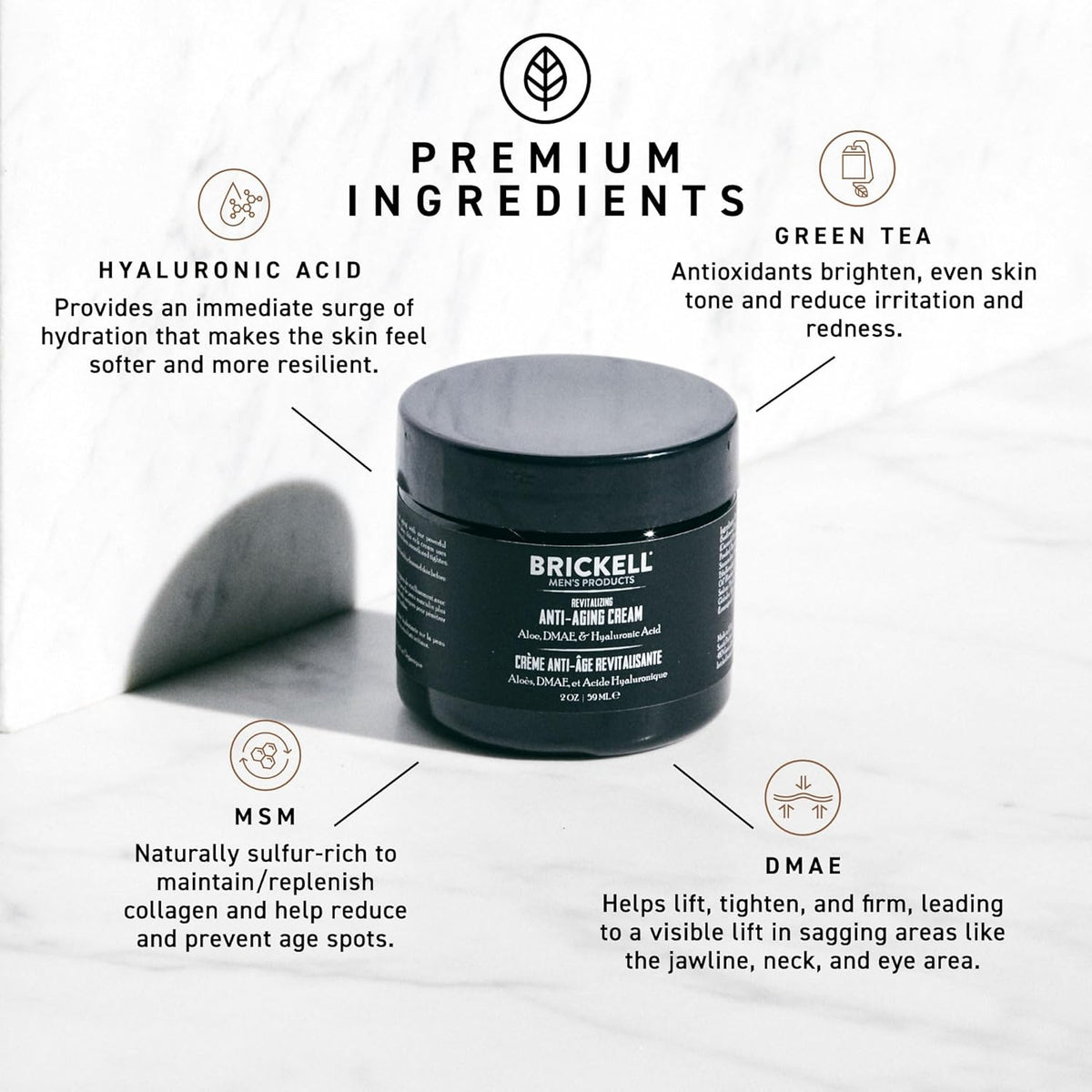 Crema revitalizadora antiedad para hombres Brickell Men's, anti...
