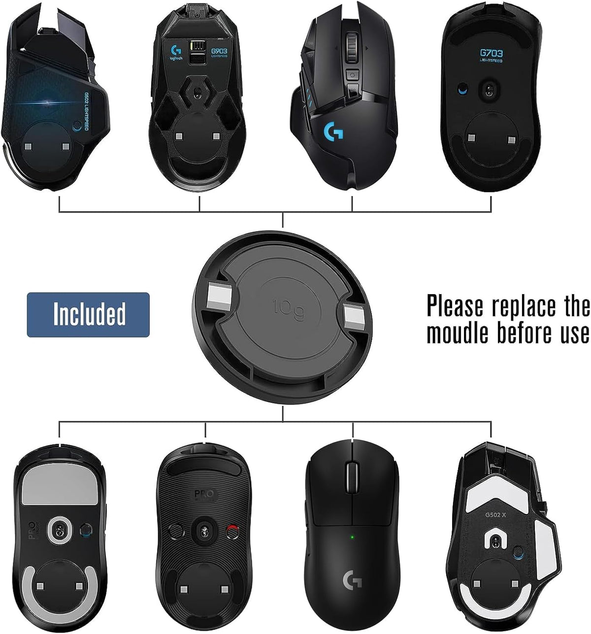 Base de carga para mouse Logitech para computadora G Pro X Superlight 2 DEX/Superlight 2/1, G502/G502X/G502X Plus Lightspeed, G703, G903, G403 Lightspeed y G PRO - Sistema de carga Powerplay