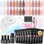 JEWHITENY Kit de Gel de Extensión Poly con Lámpara LED para Uñas de 48W, 14 Colores, a02