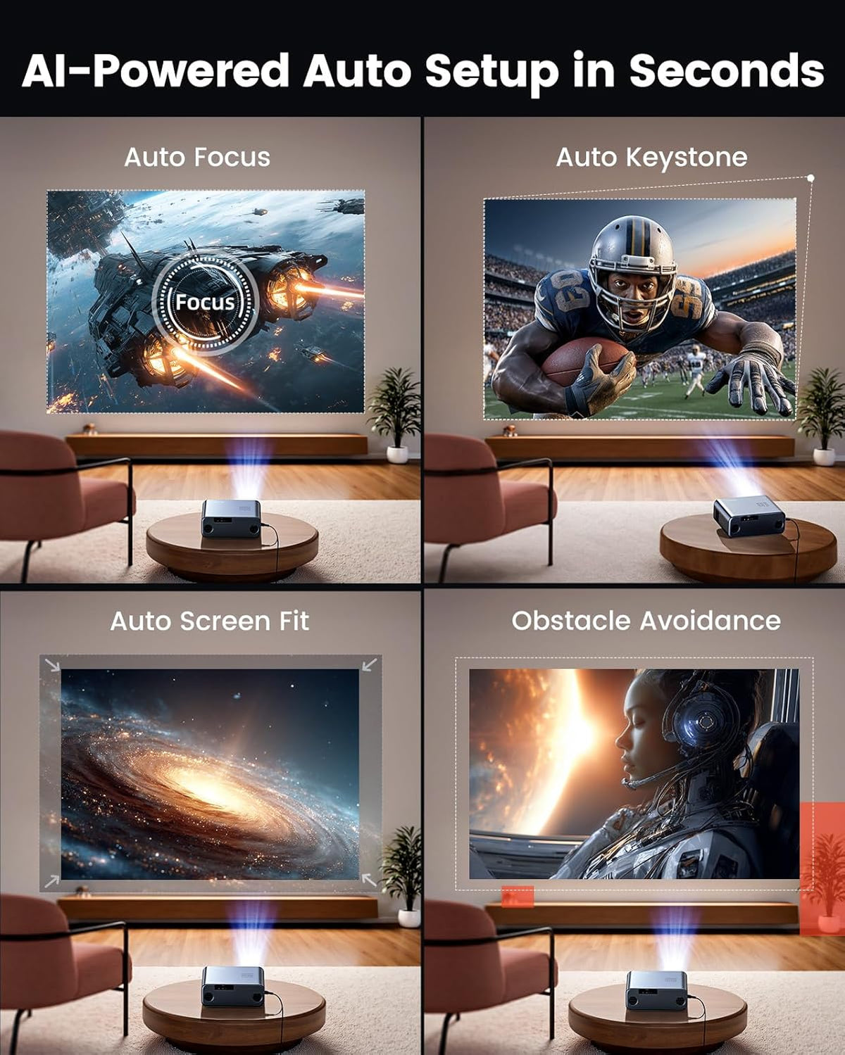 [Google TV oficial] Proyector inteligente 4K compatible con WiFi y...