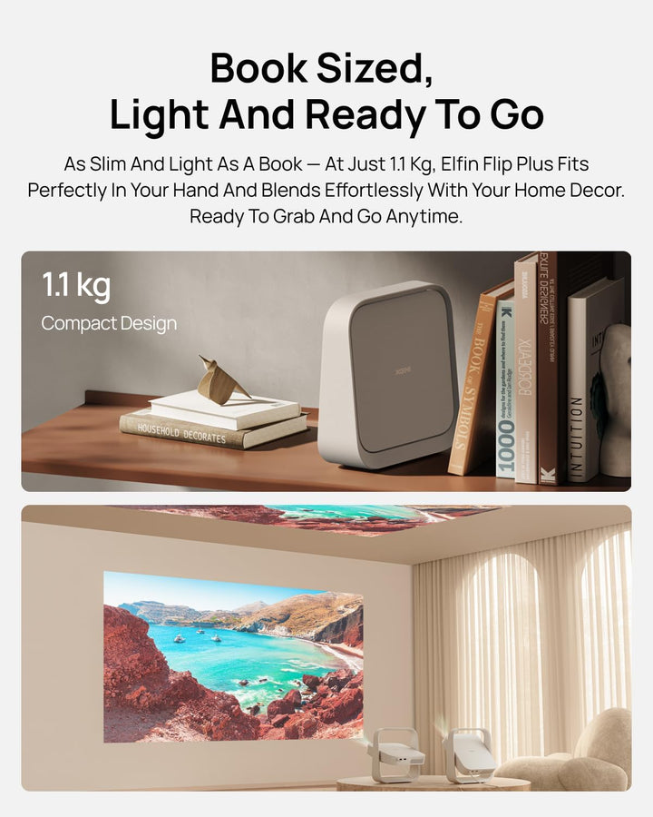 XGIMI Elfin Flip Plus Proyector portátil, Google TV con licencia Ne...