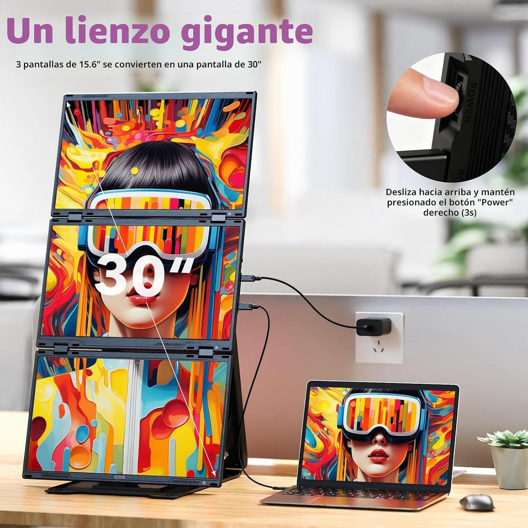 Extensión de Pantalla Cuádruple para Laptop, Monitor Triple FHD de...