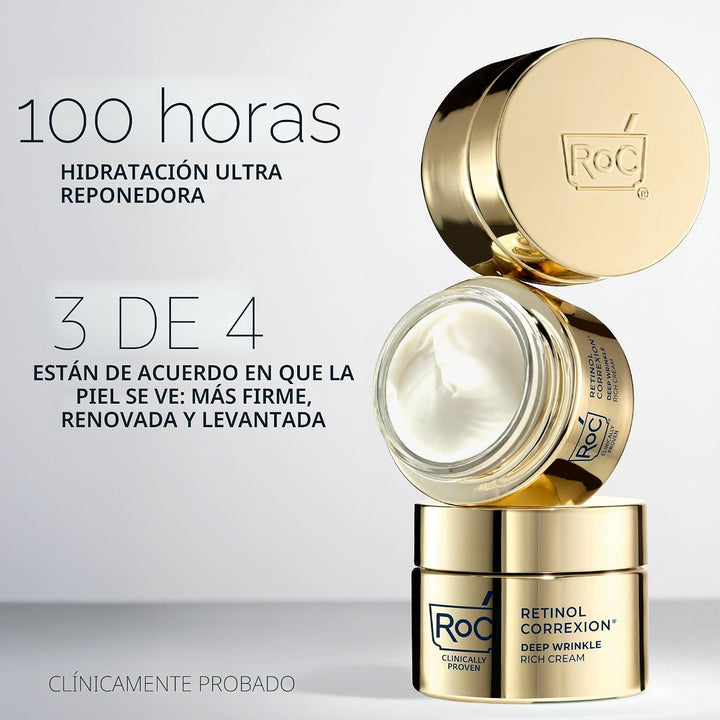 RoC Crema Rica para Arrugas Profundas, Sin Fragancia, Crema Reafirm...