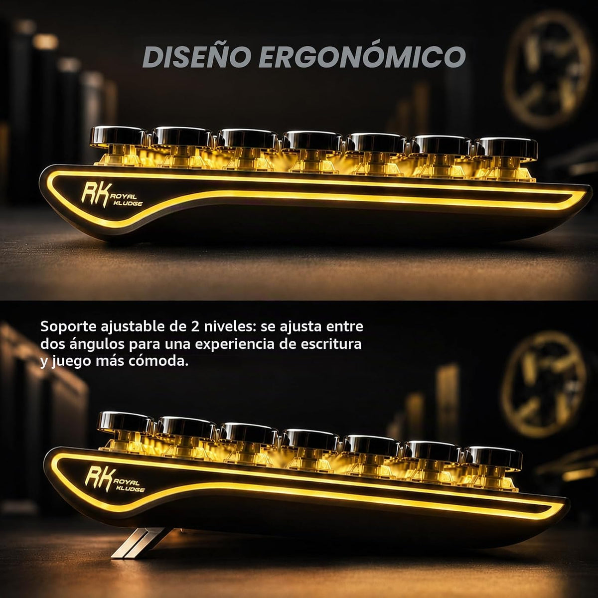 RK ROYAL KLUDGE S108 - Teclado mecánico de máquina de escribir, teclado para juegos con cable con teclado numérico, teclados retro de tamaño completo con reposamuñecas desmontable para Mac/Win/PC