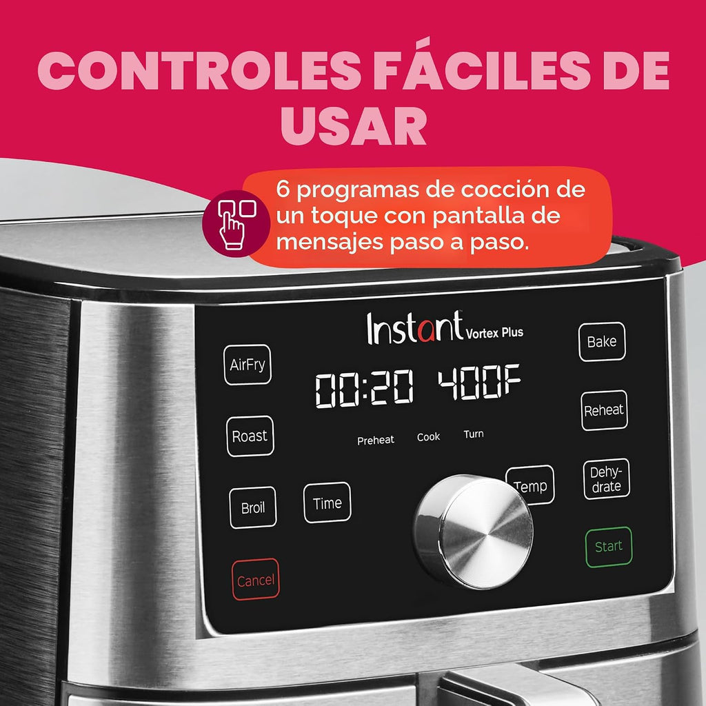 Instant Pot VORTEX Plus 6QT XL Freidora de aire, freidora de aire 6 en 1, acero inoxidable