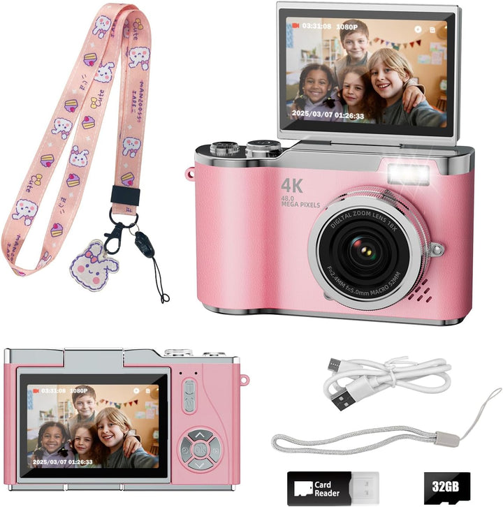 HEYMAO Cámara digital para niños, cámara digital 4K para fotografía...