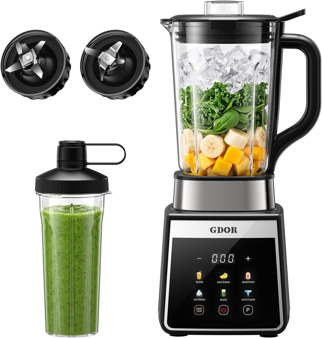 GDOR Licuadora, 1300W Auto-Program Licuadora para Smoothies con Hielo Picado