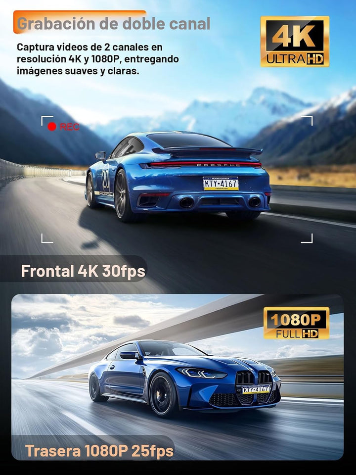 Affver Cámara de Tablero 4K Frontal y Trasera 5G WiFi GPS