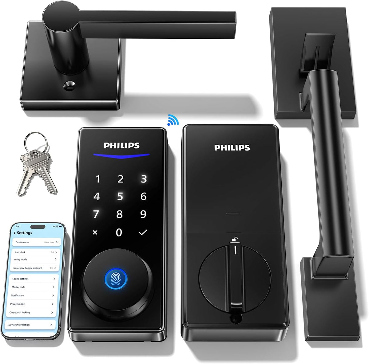 Philips Juego de cerradura frontal Wi-Fi, cerradura de cerrojo de teclado