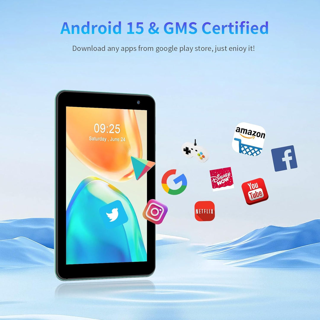 VASOUN Tableta de 7 pulgadas Android 15, 8 GB (3 GB+5 GB ampliables...
