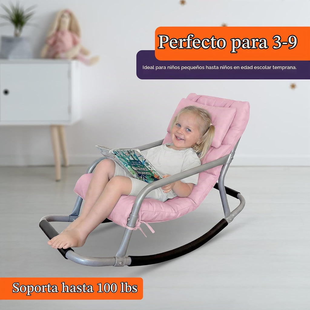 Special Supplies Mecedora sensorial para niños, cómoda mecedora para niños, silla de suelo versátil con tela suave y estabilidad para sala de juegos, dormitorio o guardería (a partir de 3 años) (rosa)