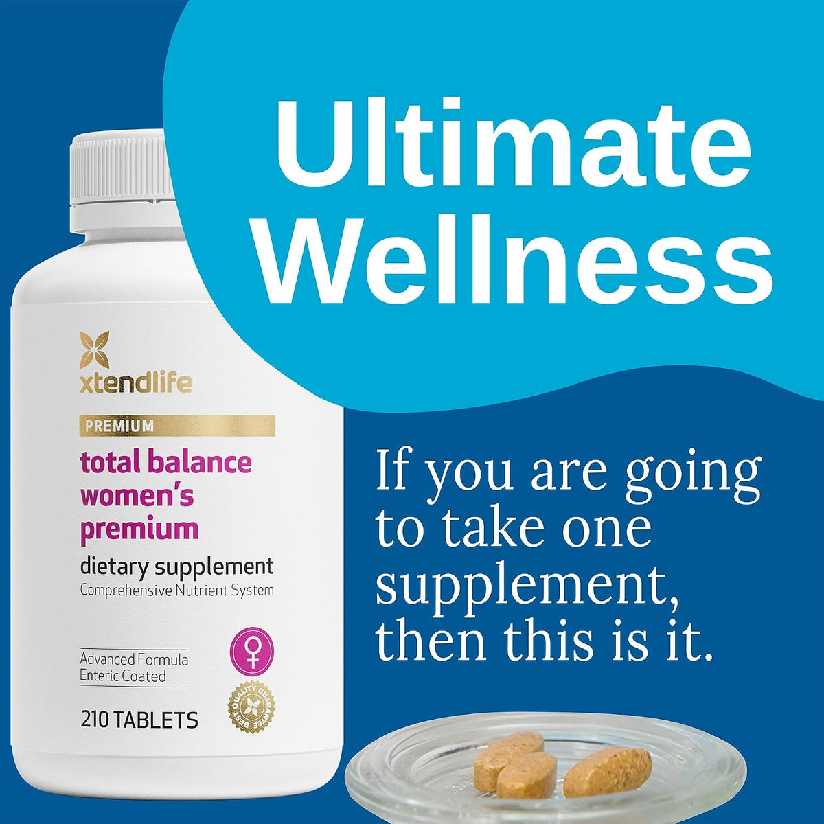 Xtendlife Total Balance Multivitamínico diario y mineral extra fuerte para mujer, Premium para mujer