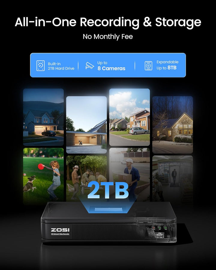 ZOSI 1080P H.265+ Sistema de cámara de seguridad para el hogar con...