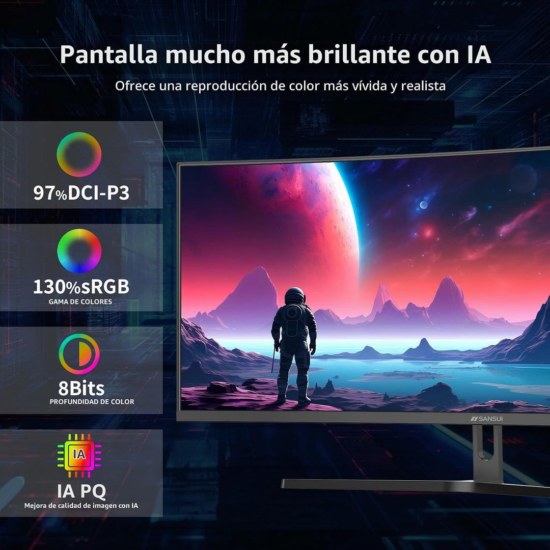 SANSUI Monitor curvo para juegos de 34 pulgadas UWQHD 3440 x 1440P...