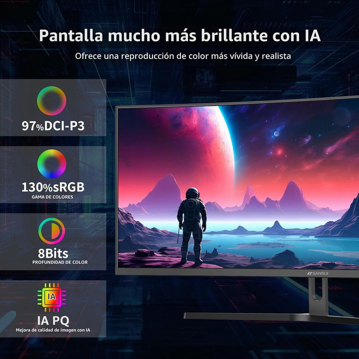 SANSUI Monitor curvo para juegos de 34 pulgadas UWQHD 3440 x 1440P...