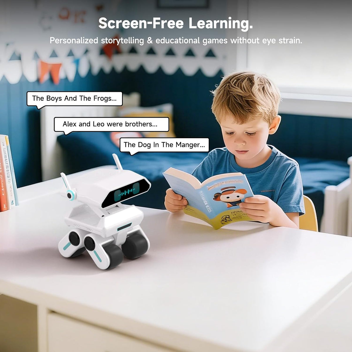 Robot interactivo AI Pet & juguete STEM con ChatGPT, modo tutor privado para tareas, cámara de 5 MP, base móvil, sin tarifas mensuales