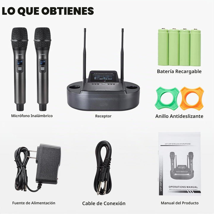 Sistema de micrófono inalámbrico de mano recargable, micrófonos ina...