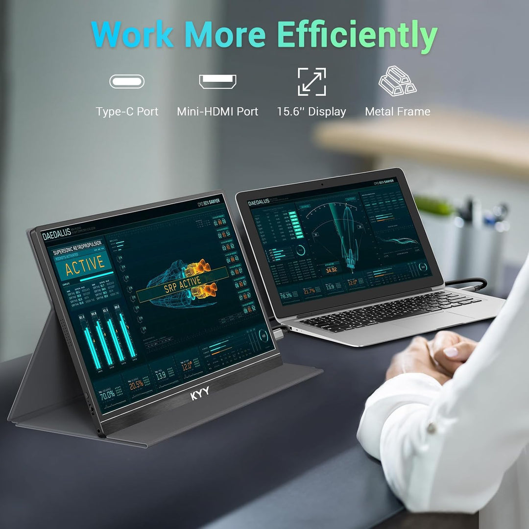 KYY Monitor portátil de 15.6 pulgadas FHD 1080P USB C HDMI Monitor...