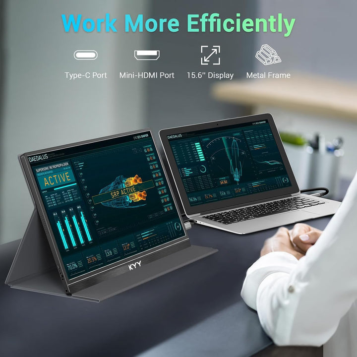 KYY Monitor portátil de 15.6 pulgadas FHD 1080P USB C HDMI Monitor...