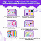 Juguetes Montessori de tablero ocupado, regalos de cumpleaños para niñas, juguete sensorial de viaje para autismo, libro de actividades educativas, aprendizaje preescolar, juguetes de habilidades motoras finas, morado