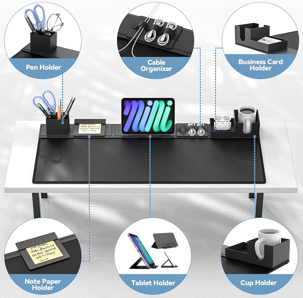 KDD Juego de Alfombrillas de Escritorio, Alfombrilla de Ratón 6 en 1 con Accesorios Magnéticos de Almacenamiento de Escritorio Función DIY para Soporte de Teléfono y Tableta/Portavasos/Soporte para