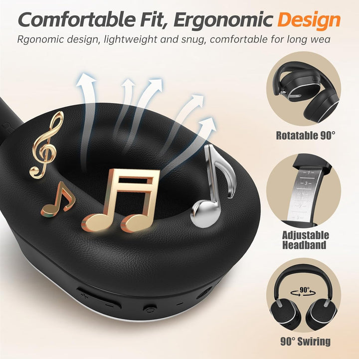 MMWOWARTS Auriculares Bluetooth híbridos con cancelación activa de...