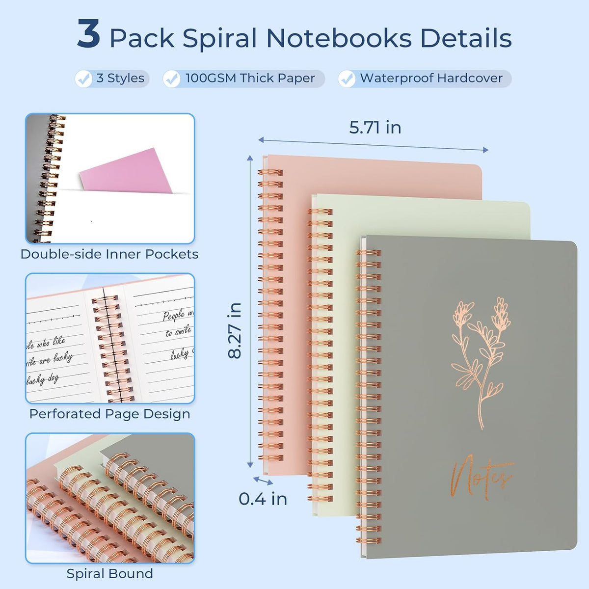 Nicpro 50PCS lindo espiral cuaderno estacionario conjunto para las mujeres