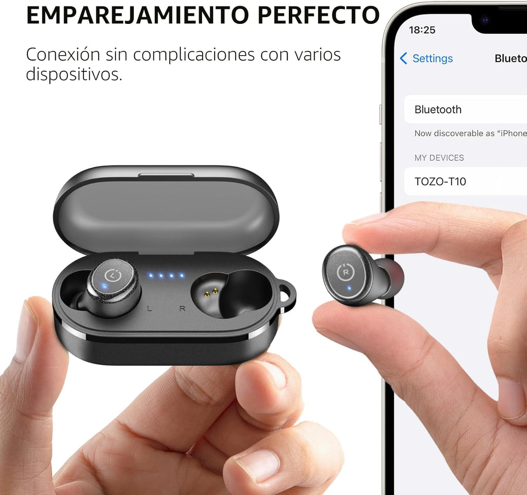 TOZO - T10 - Auriculares inalámbricos Bluetooth 5.0 1 Negro