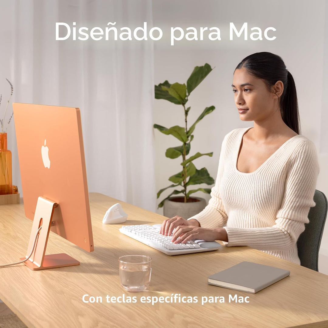 Logitech Wave Keys para Mac, Teclado Inalámbrico Ergonómico con Rep...