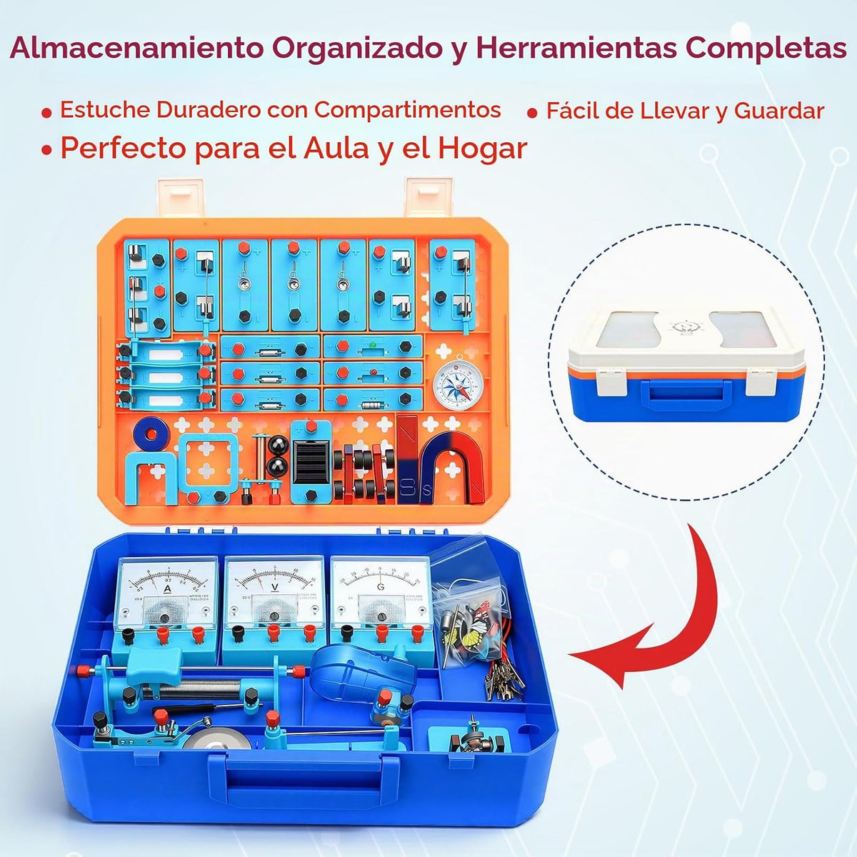 Kit de imanes de ciencia de 79 piezas para niños de 8 a 16 años, laboratorio de electricidad de física STEM definitivo, juego de experimentos de lujo con extensos circuitos de imanes