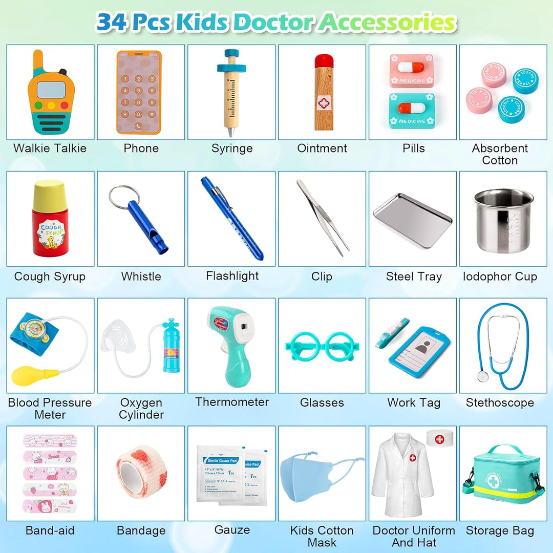 Sundaymot Kit médico para niños juego de simulación de 34