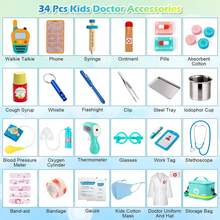 Sundaymot Kit médico para niños juego de simulación de 34
